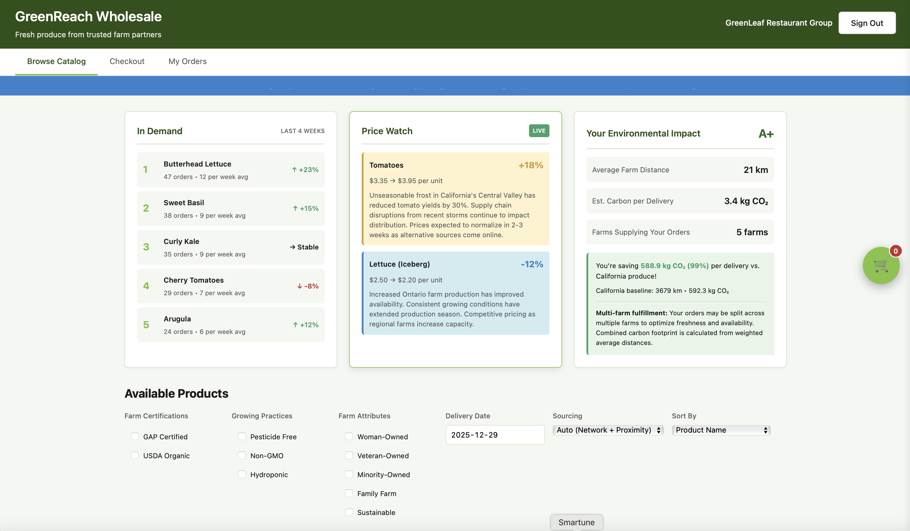 GreenReach Wholesale Portal